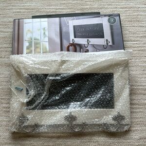 Target Threshold white chalkboard message center and satin nickel hook rail 18”